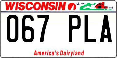 WI license plate 067PLA