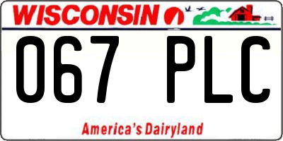 WI license plate 067PLC