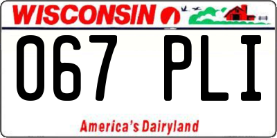 WI license plate 067PLI