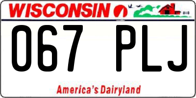 WI license plate 067PLJ