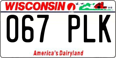 WI license plate 067PLK