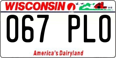 WI license plate 067PLO