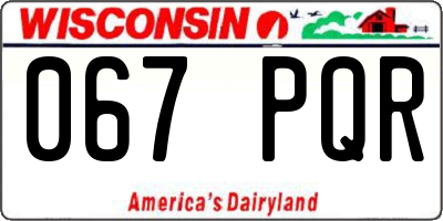 WI license plate 067PQR