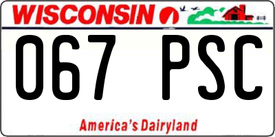WI license plate 067PSC