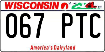 WI license plate 067PTC