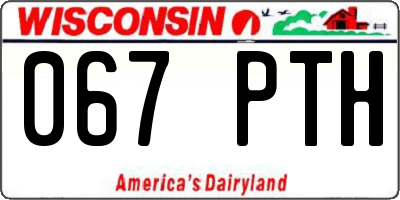 WI license plate 067PTH