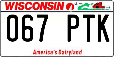 WI license plate 067PTK