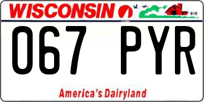 WI license plate 067PYR