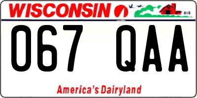 WI license plate 067QAA