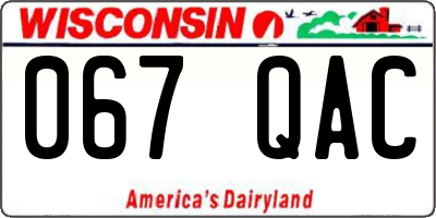 WI license plate 067QAC