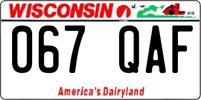 WI license plate 067QAF