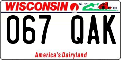 WI license plate 067QAK