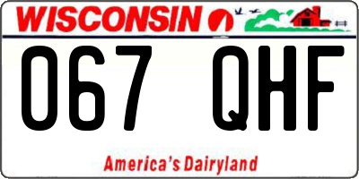 WI license plate 067QHF