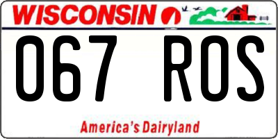 WI license plate 067ROS