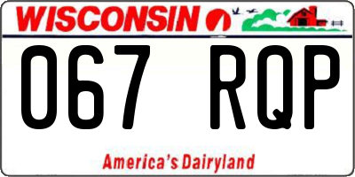 WI license plate 067RQP