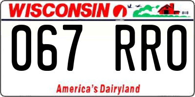 WI license plate 067RRO