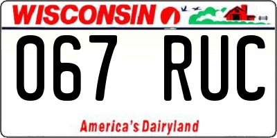 WI license plate 067RUC