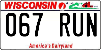 WI license plate 067RUN