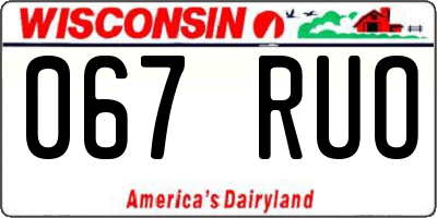 WI license plate 067RUO