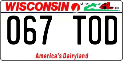 WI license plate 067TOD