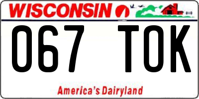 WI license plate 067TOK