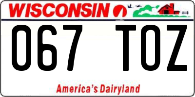 WI license plate 067TOZ