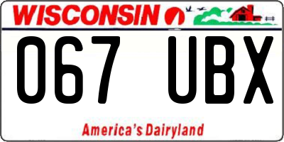 WI license plate 067UBX
