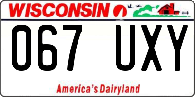 WI license plate 067UXY