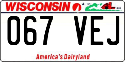 WI license plate 067VEJ