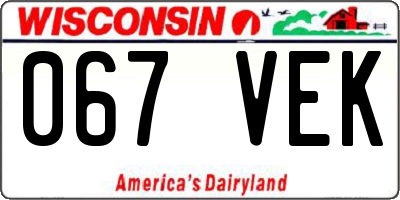 WI license plate 067VEK