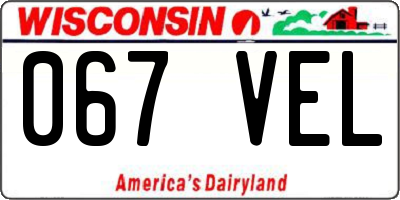 WI license plate 067VEL