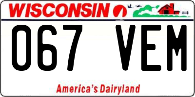 WI license plate 067VEM