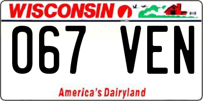 WI license plate 067VEN