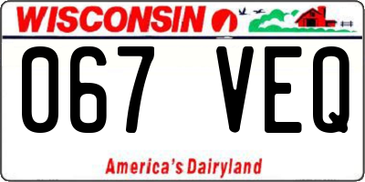 WI license plate 067VEQ
