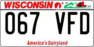 WI license plate 067VFD