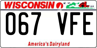 WI license plate 067VFE