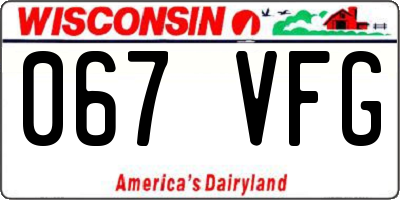 WI license plate 067VFG