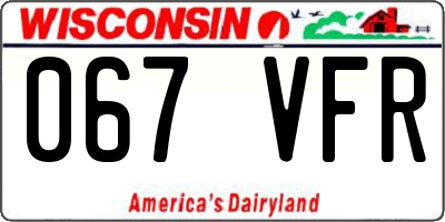 WI license plate 067VFR