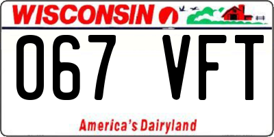 WI license plate 067VFT