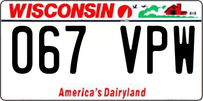 WI license plate 067VPW