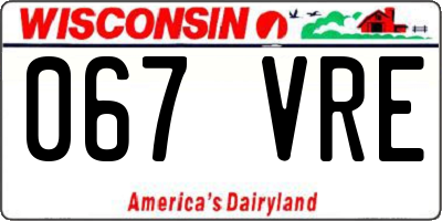 WI license plate 067VRE