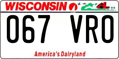 WI license plate 067VRO