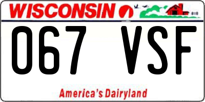 WI license plate 067VSF