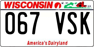 WI license plate 067VSK