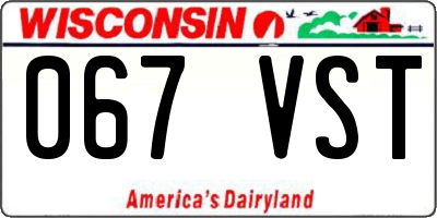 WI license plate 067VST
