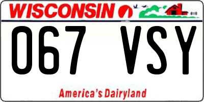 WI license plate 067VSY