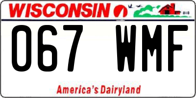 WI license plate 067WMF