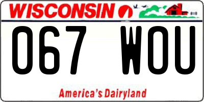 WI license plate 067WOU