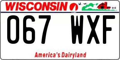 WI license plate 067WXF