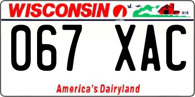 WI license plate 067XAC